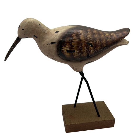 Vintage Shorebird 10"x9.5" Rustic Handcrafted Painted Wooden Sculpture Folk Art - Picture 6 of 13